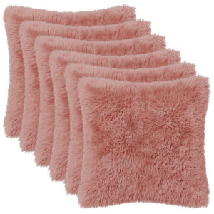 vidaXL Kussensloop 6 pcs HEERLEN Roze 30 x 30 cm PV Fleece