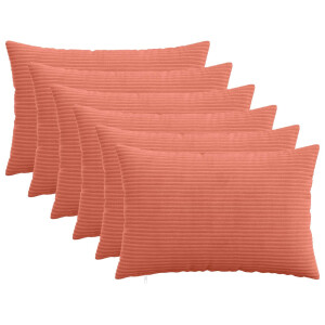vidaXL Kussensloop 6 pcs HEERLEN Rood-oranje 30 x 50 cm corduroy