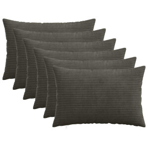 vidaXL Kussensloop 6 st HEERLEN Antracietkleurig 30 x 50 cm corduroy
