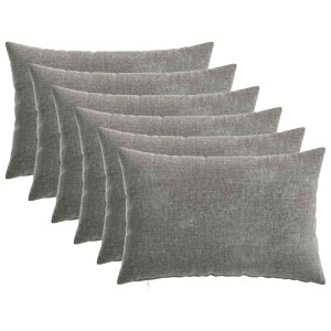 vidaXL Kussensloop 6 pcs HEERLEN Donkergrijs 30 x 50 cm Chenille Stof