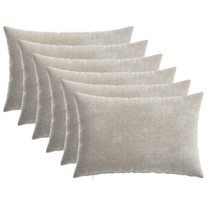 vidaXL Kussensloop 6 pcs HEERLEN Lichtgrijs 30 x 50 cm Chenille Stof