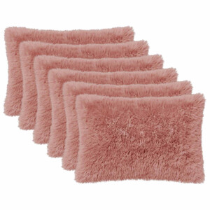 vidaXL Kussensloop 6 pcs HEERLEN Roze 30 x 50 cm PV Fleece