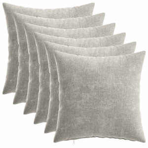 vidaXL Kussensloop 6 pcs HEERLEN Lichtgrijs 35 x 35 cm Chenille Stof