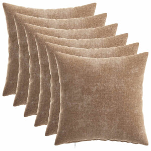 vidaXL Kussensloop 6 pcs HEERLEN Bruin 35 x 35 cm Chenille Stof