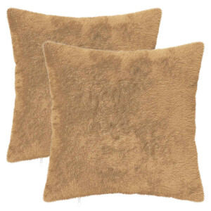 vidaXL Kussensloop 2 st HEERLEN Taupe 35 x 35 cm Nep Konijnenbont