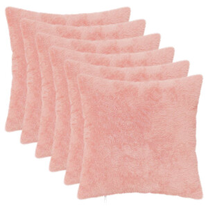 vidaXL Kussensloop 6 st HEERLEN Roze 35 x 35 cm Nep Konijnenbont