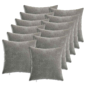 vidaXL Kussensloop 12 pcs HEERLEN Donkergrijs 40 x 40 cm Chenille Stof