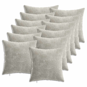 vidaXL Kussensloop 12 pcs HEERLEN Lichtgrijs 40 x 40 cm Chenille Stof