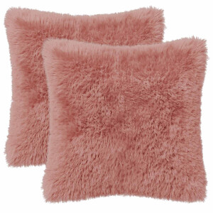 vidaXL Kussensloop 2 pcs HEERLEN Roze 40 x 40 cm PV Fleece