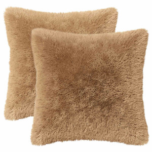 vidaXL Kussensloop 2 pcs HEERLEN Taupe 40 x 40 cm PV Fleece