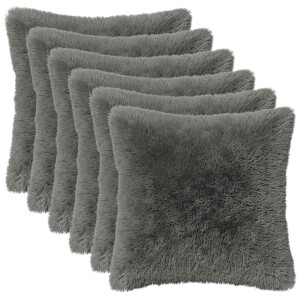 vidaXL Kussensloop 6 pcs HEERLEN Lichtgrijs 40 x 40 cm PV Fleece