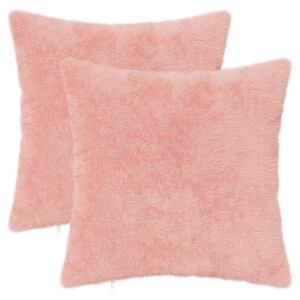 vidaXL Kussensloop 2 st HEERLEN Roze 40 x 40 cm Nep Konijnenbont