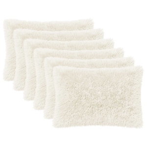 vidaXL Kussensloop 6 pcs HEERLEN Wit 40 x 60 cm PV Fleece
