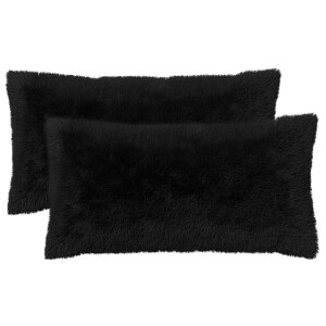 vidaXL Kussensloop 2 pcs HEERLEN Zwart 40 x 70 cm PV Fleece