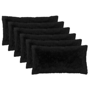 vidaXL Kussensloop 6 pcs HEERLEN Zwart 40 x 70 cm PV Fleece
