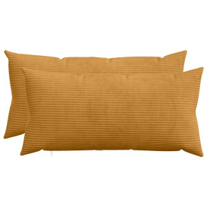 vidaXL Kussensloop 2 st HEERLEN Geel 40 x 80 cm corduroy