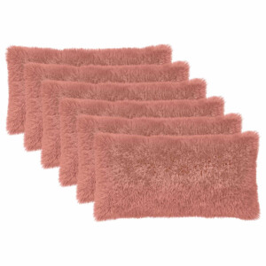 vidaXL Kussensloop 6 pcs HEERLEN Roze 40 x 80 cm PV Fleece