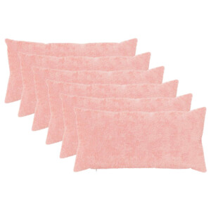 vidaXL Kussensloop 6 st HEERLEN Roze 40 x 80 cm Nep Konijnenbont