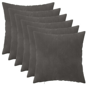 vidaXL Kussensloop 6 pcs HEERLEN Donkergrijs 45 x 45 cm Fluweel