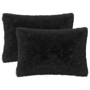 vidaXL Kussensloop 2 pcs HEERLEN Zwart 50 x 70 cm PV Fleece
