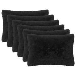 vidaXL Kussensloop 6 pcs HEERLEN Zwart 50 x 70 cm PV Fleece