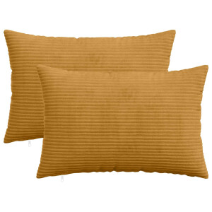 vidaXL Kussensloop 2 pcs HEERLEN Geel 50 x 75 cm corduroy