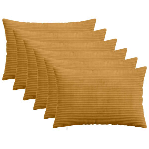 vidaXL Kussensloop 6 pcs HEERLEN Geel 50 x 75 cm corduroy