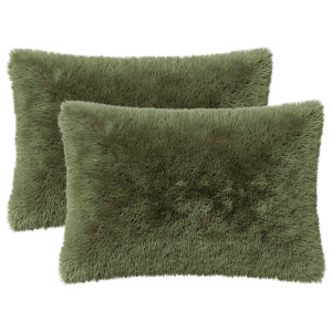 vidaXL Kussensloop 2 pcs HEERLEN Groen 50 x 80 cm PV Fleece