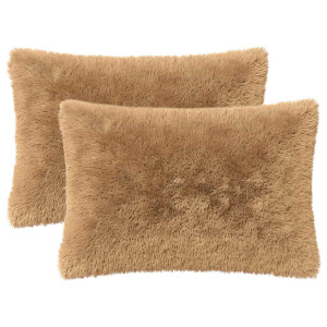 vidaXL Kussensloop 2 pcs HEERLEN Taupe 50 x 80 cm PV Fleece