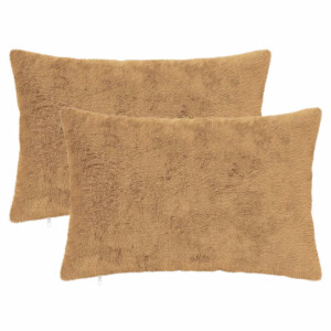vidaXL Kussensloop 2 st HEERLEN Taupe 50 x 80 cm Nep Konijnenbont