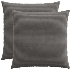 vidaXL Kussensloop 2 pcs HEERLEN Donkergrijs 55 x 55 cm corduroy