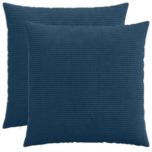 vidaXL Kussensloop 2 pcs HEERLEN Marineblauw 55 x 55 cm corduroy