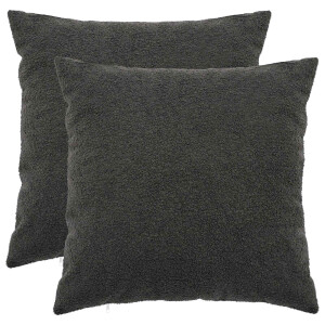 vidaXL Kussensloop 2 pcs HEERLEN Donkergrijs 55 x 55 cm Bouclé