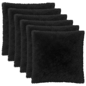 vidaXL Kussensloop 6 pcs HEERLEN Zwart 55 x 55 cm PV Fleece