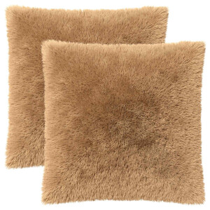 vidaXL Kussensloop 2 pcs HEERLEN Taupe 55 x 55 cm PV Fleece