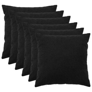 vidaXL Kussensloop 6 pcs HEERLEN Zwart 60 x 60 cm Bouclé