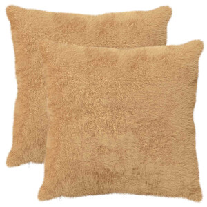 vidaXL Kussensloop 2 st HEERLEN Taupe 60 x 60 cm Nep Konijnenbont