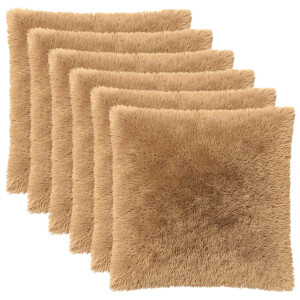 vidaXL Kussensloop 6 pcs HEERLEN Taupe 65 x 65 cm PV Fleece