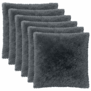 vidaXL Kussensloop 6 pcs HEERLEN Antracietkleurig 65 x 65 cm PV Fleece