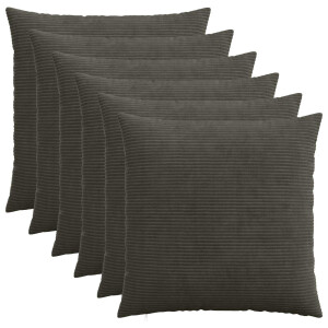 vidaXL Kussensloop 6 pcs HEERLEN Antracietkleurig 70 x 70 cm corduroy
