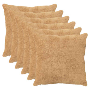 vidaXL Kussensloop 6 st HEERLEN Taupe 70 x 70 cm Nep Konijnenbont