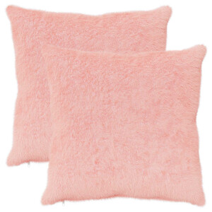 vidaXL Kussensloop 2 st HEERLEN Roze 80 x 80 cm Nep Konijnenbont