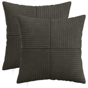 vidaXL Kussensloop 2 pcs ALMELO Antracietkleurig 35 x 35 cm corduroy