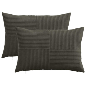 vidaXL Kussensloop 2 pcs ALMELO Antracietkleurig 40 x 60 cm corduroy