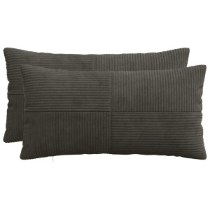 vidaXL Kussensloop 2 pcs ALMELO Antracietkleurig 40 x 70 cm corduroy
