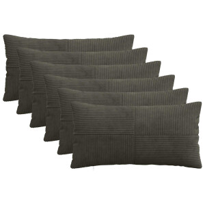 vidaXL Kussensloop 6 pcs ALMELO Antracietkleurig 40 x 80 cm corduroy