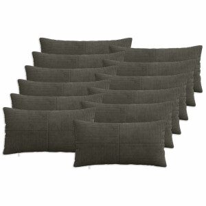 vidaXL Kussensloop 12 pcs ALMELO Antracietkleurig 40 x 80 cm corduroy