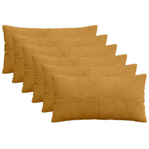 vidaXL Kussensloop 6 pcs ALMELO Geel 40 x 80 cm corduroy