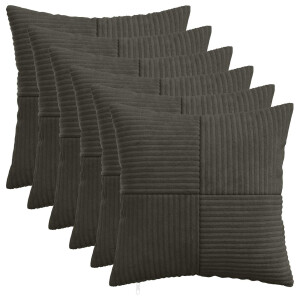 vidaXL Kussensloop 6 pcs ALMELO Antracietkleurig 45 x 45 cm corduroy