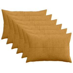 vidaXL Kussensloop 6 pcs ALMELO Geel 50 x 70 cm corduroy